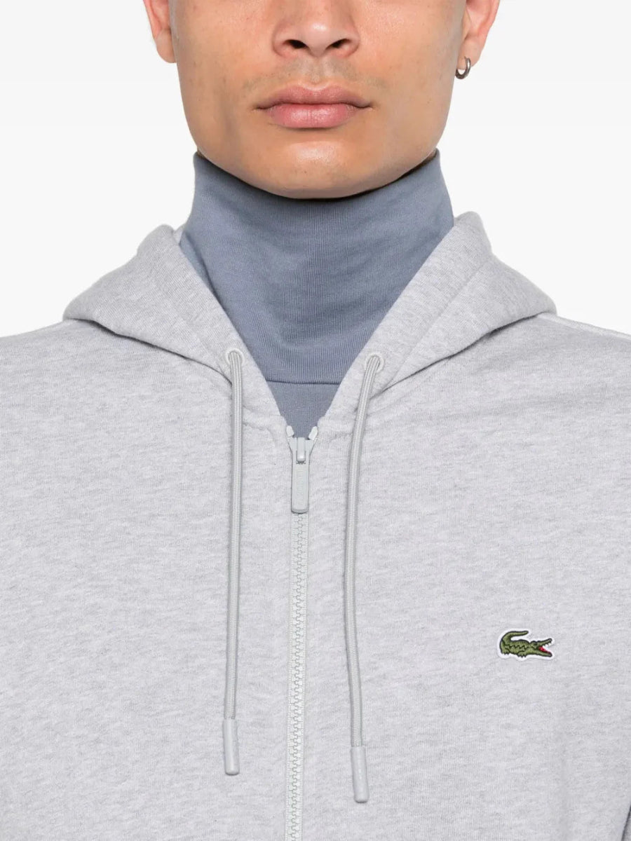 appliqué - logo zip - up hoodie - French Destock