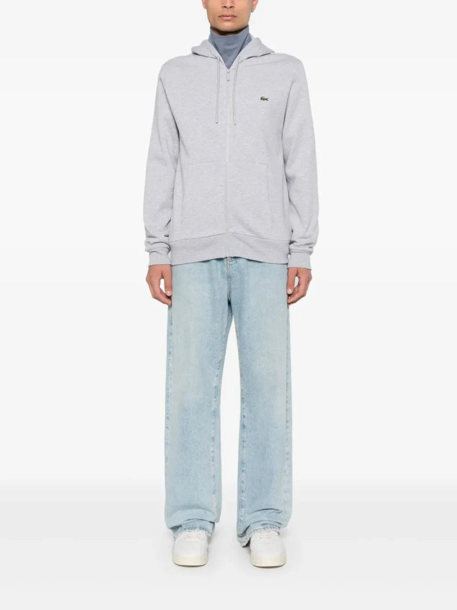 appliqué - logo zip - up hoodie - French Destock
