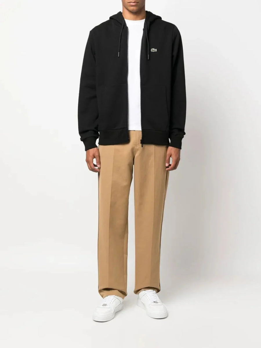 appliqué - logo zip - up hoodie - French Destock