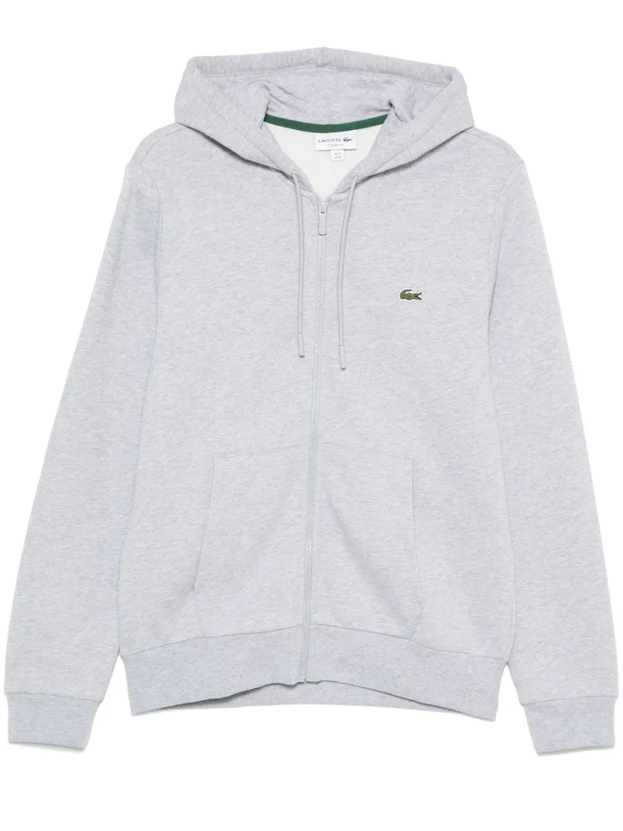 appliqué - logo zip - up hoodie - French Destock