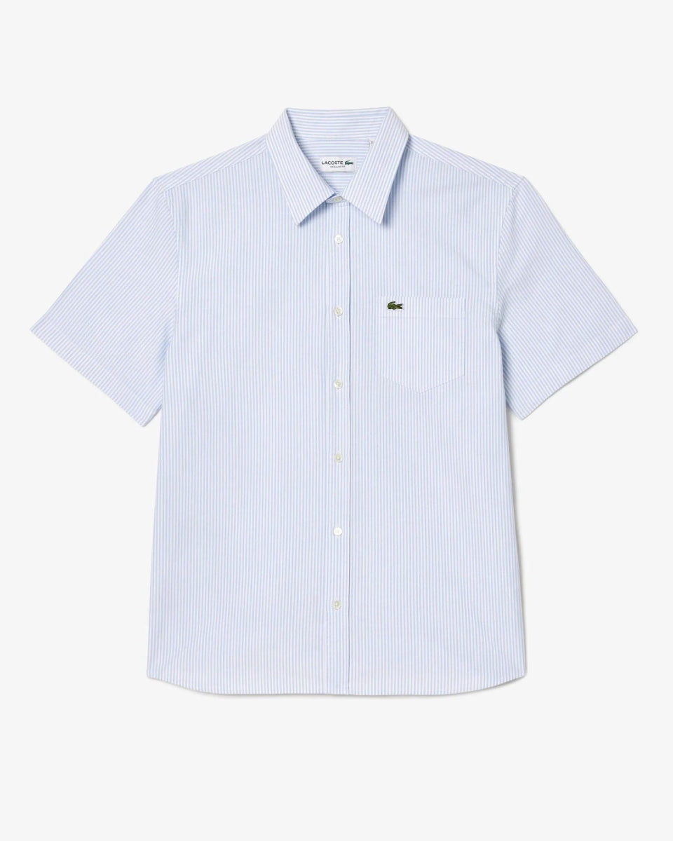 Chemise manches courtes rayée Lacoste bleue - French Destock