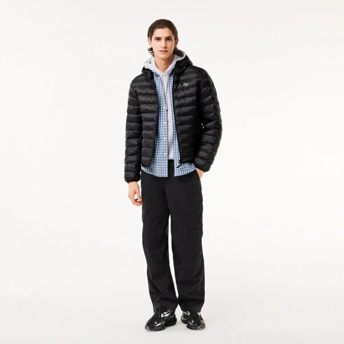Doudoune à capuche Lacoste noire - French Destock