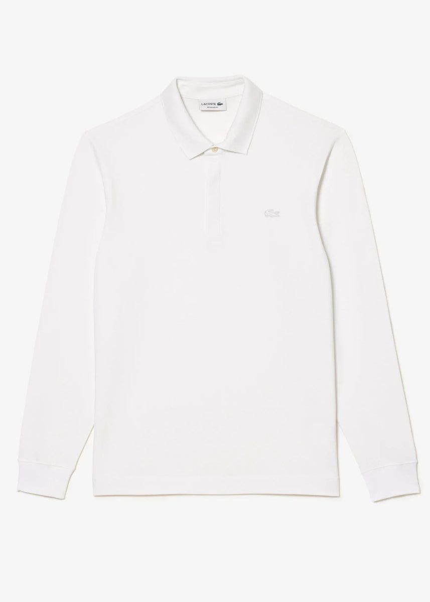 Polo Paris manches longues Lacoste blanc - French Destock