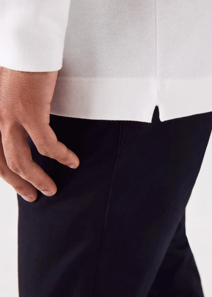 Polo Paris manches longues Lacoste blanc - French Destock