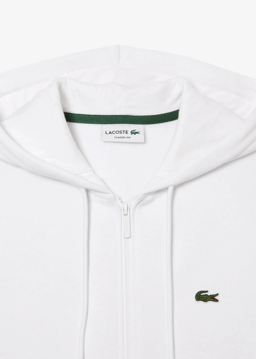 Sweat zippé à capuche Lacoste blanc - French Destock