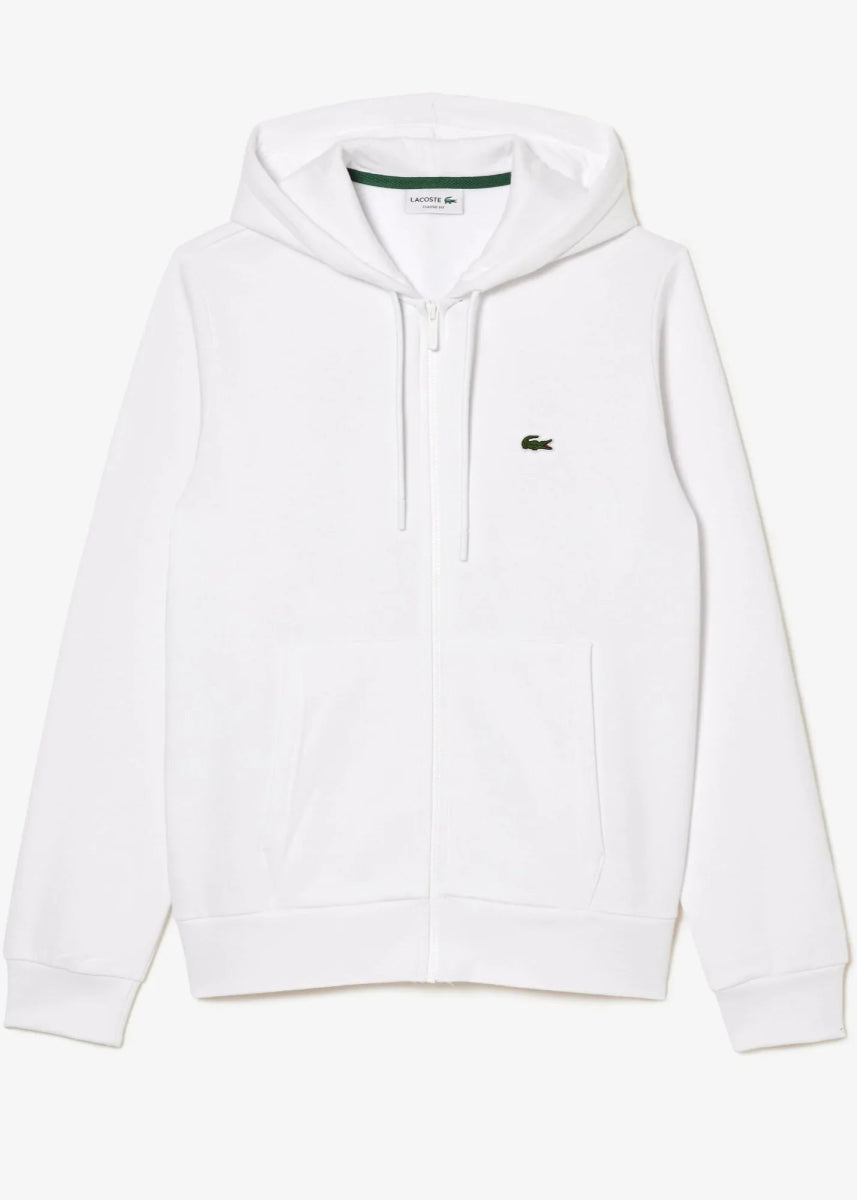 Sweat zippé à capuche Lacoste blanc - French Destock