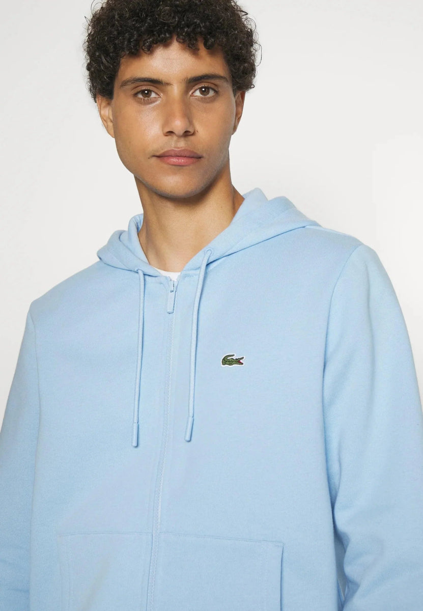 Sweat zippé à capuche Lacoste bleu clair - French Destock