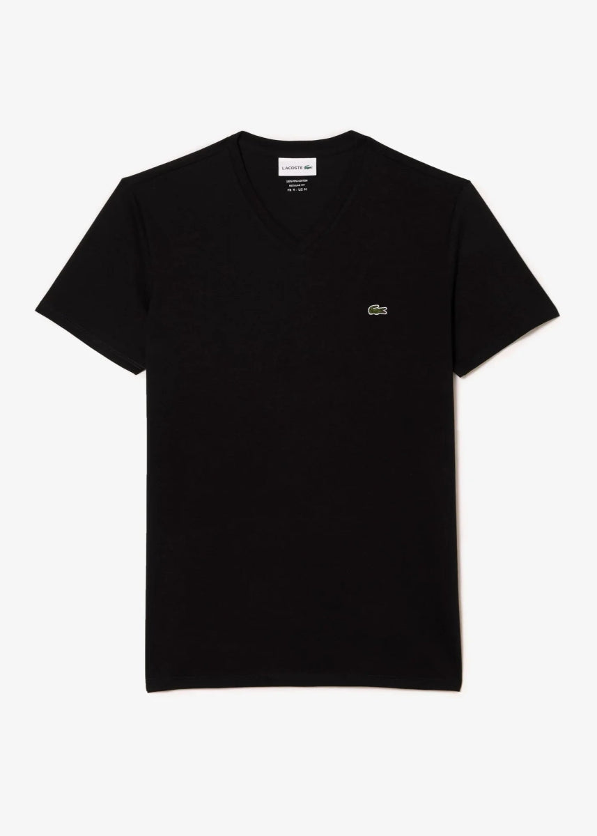 T-shirt col V Lacoste noir - French Destock