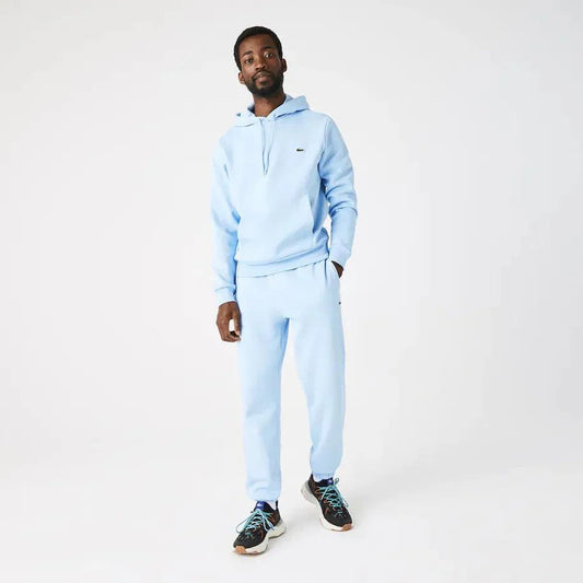 Sweat à capuche Lacoste bleu en coton bio - French Destock